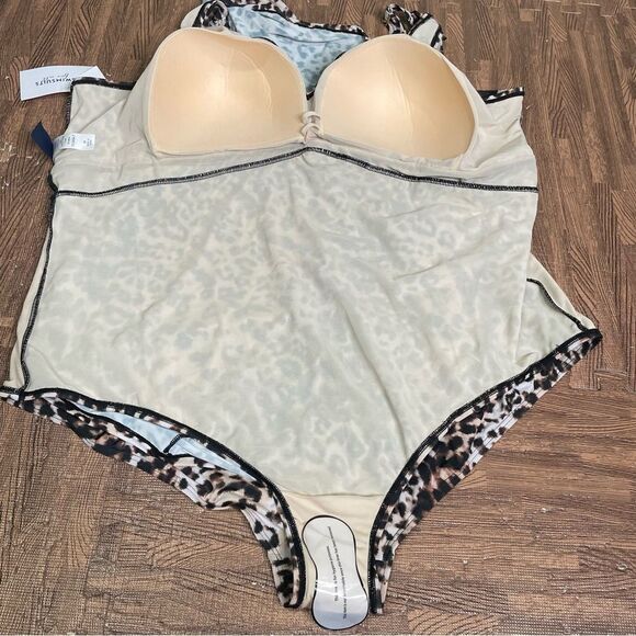 Swimsuits For‎ All Leopard Cheetah Animal Print One Piece Slimming Swimdress 34 - Picture 2 of 4